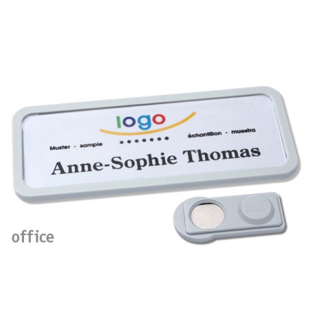  Namensschild OFFICE® 30 Farbe hellgrau mit Magnet standard 