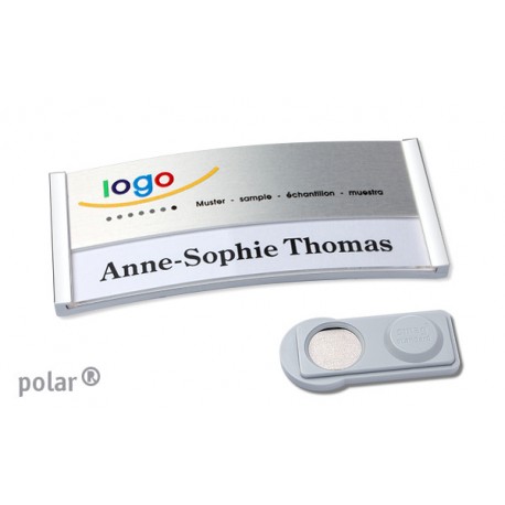 Namensschild polar® 30 "metal combi-print" 70x30mm chrom hochglanz