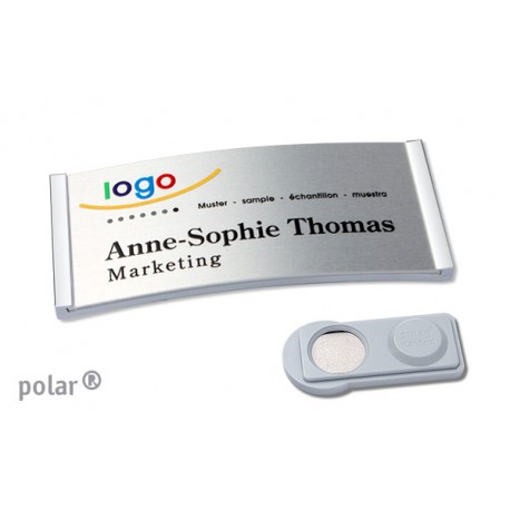 Namensschild polar® 35 "alu-complete" 80x34mm edelstahl matt