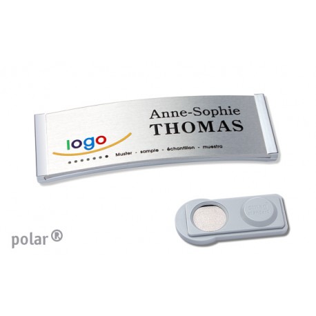 Namensschild polar® 20 "alu-complete" 68x22mm edelstahl matt