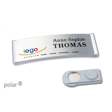Namensschild polar® 20 "alu-complete" 68x22mm chrom hochglanz